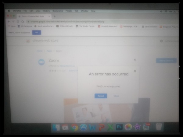 Macbook Google Zoom error Webgl is not supported